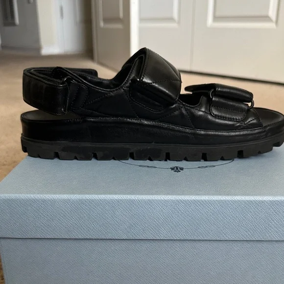 Prada Women’s Black Leather Sandals - Picture 2 of 6